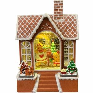 Lighted Gingerbread House Glitter Water Lantern Christmas Decor NWT